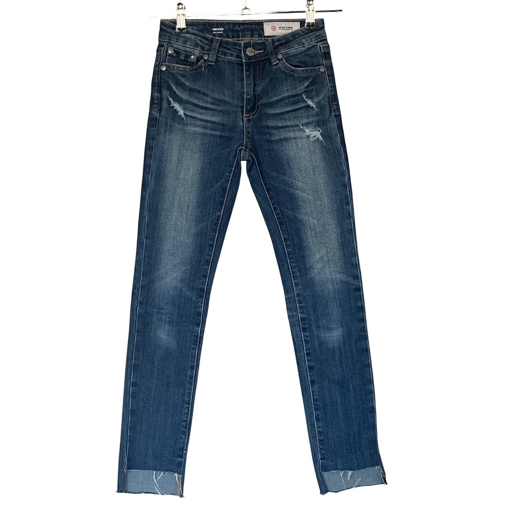 AG Adriano Goldschmied The Kate Slim Straight Distressed Jeans girl Sz 12